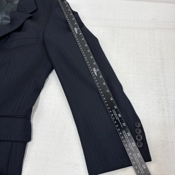 Oscar De La Renta Cashmere Wool Blend Navy‎ Pinstripe Blazer Suit Jacket 42L EUC - Picture 11 of 13